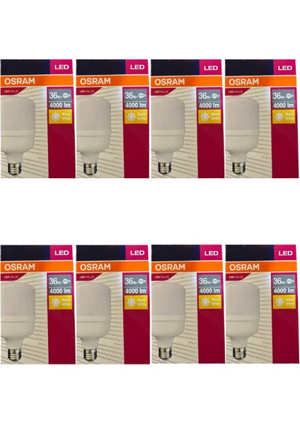 36W (197W) 3000K (Sarı Işık) E27 Duylu LED Torch Ampul (8 Adet)