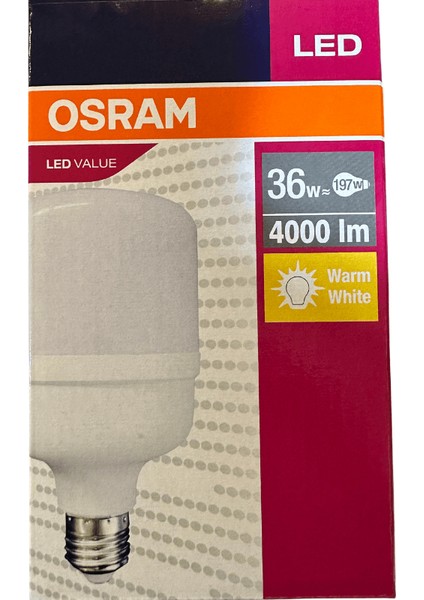 36W (197W) 3000K (Sarı Işık) E27 Duylu LED Torch Ampul (8 Adet)