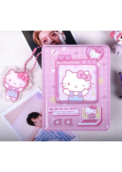 Sanrio Hello Kitty Sakura Y2K Kawai Kpop Kartlık Fotoğraf Albümü Çok Amaçlı Holder Binder Hediye 20 Yaprak 40 Adet Fotoğraf ve Kart Kapasiteli