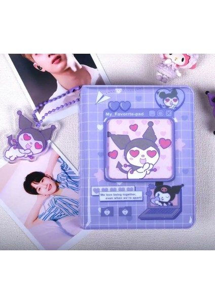 Sanrio Kuromi Sakura Y2K Kawai Kpop Kartlık Fotoğraf Albümü Çok Amaçlı Holder Binder Hediye 20 Yaprak 40 Adet Fotoğraf ve Kart Kapasiteli
