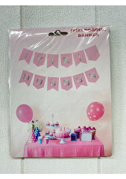 - Iyi Ki Doğdun Yazılı Pembe-Gümüş Flama 13