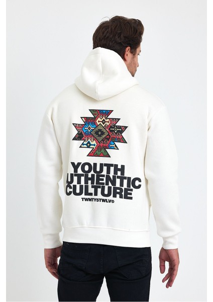 Erkek Ön ve Arka Baskılı 3 Iplik Şardonlu Kapüşonlu Sweatshirt fırsatları