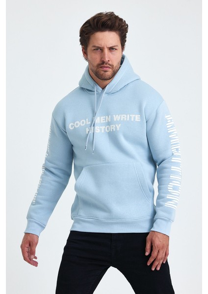 Erkek Yazı Baskılı Regular 3 Iplik Şardonlu Kapüşonlu Sweatshirt fiyatları
