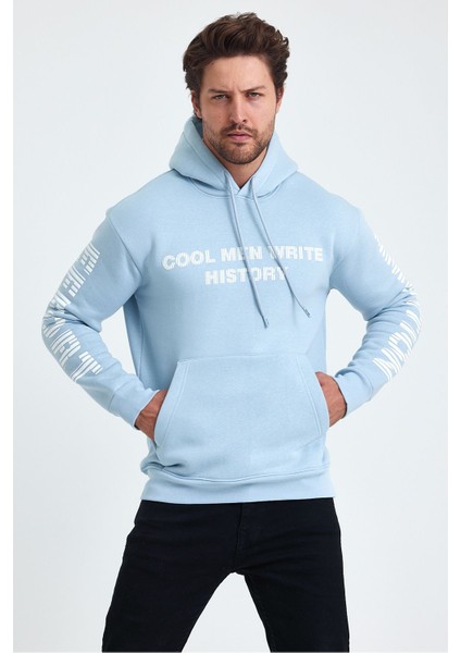 Erkek Yazı Baskılı Regular 3 Iplik Şardonlu Kapüşonlu Sweatshirt modelleri