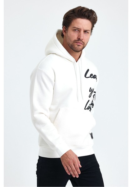 Erkek Today Yazı Baskılı 3 Iplik Şardonlu Kapüşonlu Regular Sweatshirt modelleri