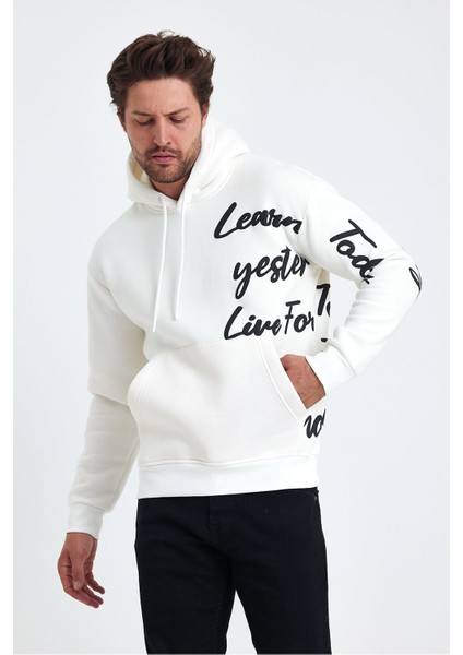 Erkek Today Yazı Baskılı 3 Iplik Şardonlu Kapüşonlu Regular Sweatshirt indirimleri
