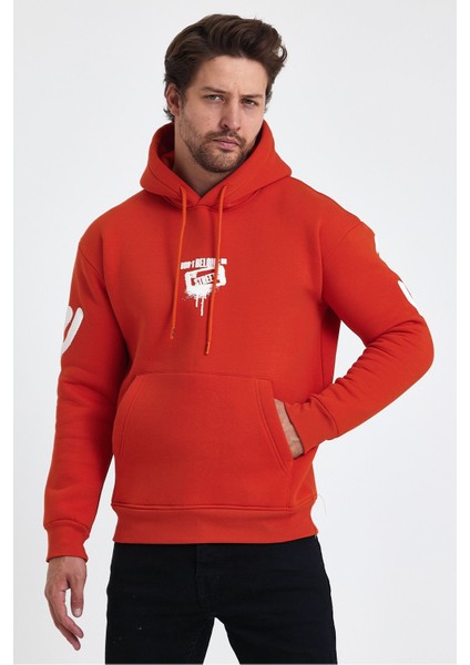 Erkek Standart Fit Normal Kesim Içi Polarlı 3 Iplik Kapüşonlu Pamuklu Sweatshirt