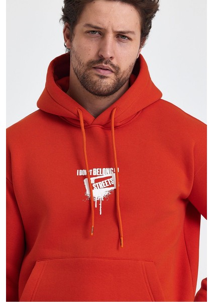 Erkek Standart Fit Normal Kesim Içi Polarlı 3 Iplik Kapüşonlu Pamuklu Sweatshirt