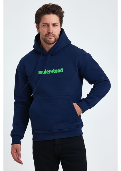 Erkek Standart Fit Normal Kesim Içi Polarlı 3 Iplik Kapüşonlu Pamuklu Sweatshirt