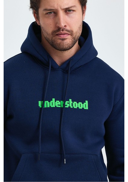 Erkek Standart Fit Normal Kesim Içi Polarlı 3 Iplik Kapüşonlu Pamuklu Sweatshirt