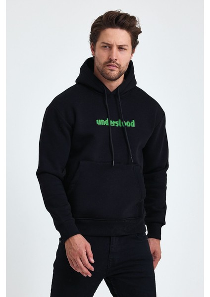 Erkek Standart Fit Normal Kesim Içi Polarlı 3 Iplik Kapüşonlu Pamuklu Sweatshirt