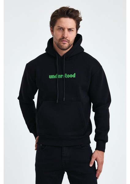 Erkek Standart Fit Normal Kesim Içi Polarlı 3 Iplik Kapüşonlu Pamuklu Sweatshirt