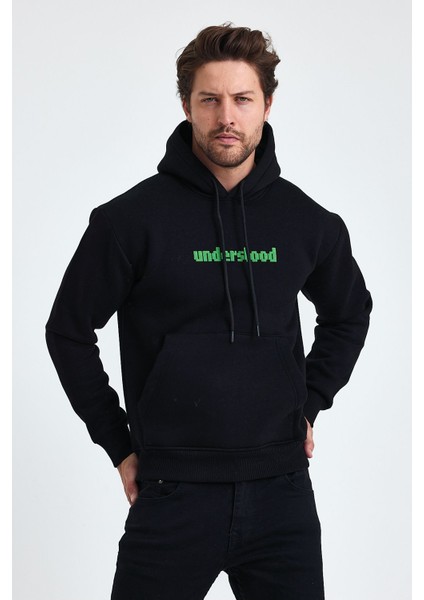 Erkek Standart Fit Normal Kesim Içi Polarlı 3 Iplik Kapüşonlu Pamuklu Sweatshirt