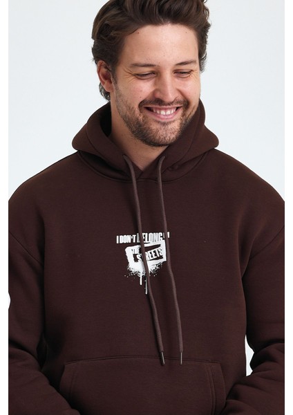 Erkek Standart Fit Normal Kesim Içi Polarlı 3 Iplik Kapüşonlu Pamuklu Sweatshirt