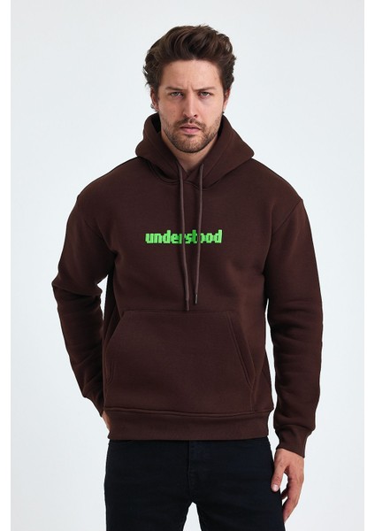 Erkek Standart Fit Normal Kesim Içi Polarlı 3 Iplik Kapüşonlu Pamuklu Sweatshirt