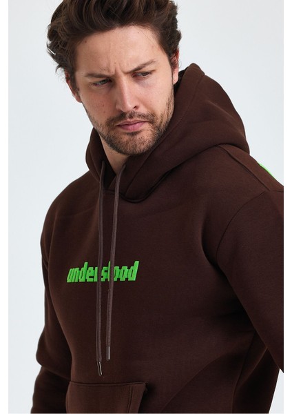 Erkek Standart Fit Normal Kesim Içi Polarlı 3 Iplik Kapüşonlu Pamuklu Sweatshirt