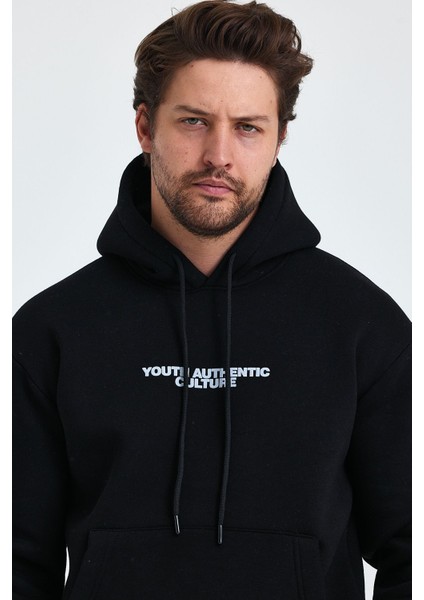 Erkek Ön ve Arka Baskılı 3 Iplik Şardonlu Kapüşonlu Sweatshirt indirimleri