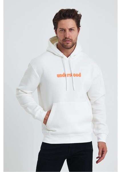 Erkek Standart Fit Normal Kesim Içi Polarlı 3 Iplik Kapüşonlu Pamuklu Sweatshirt