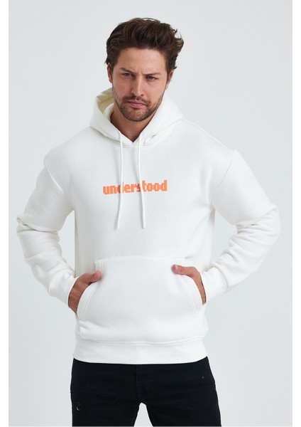 Erkek Standart Fit Normal Kesim Içi Polarlı 3 Iplik Kapüşonlu Pamuklu Sweatshirt