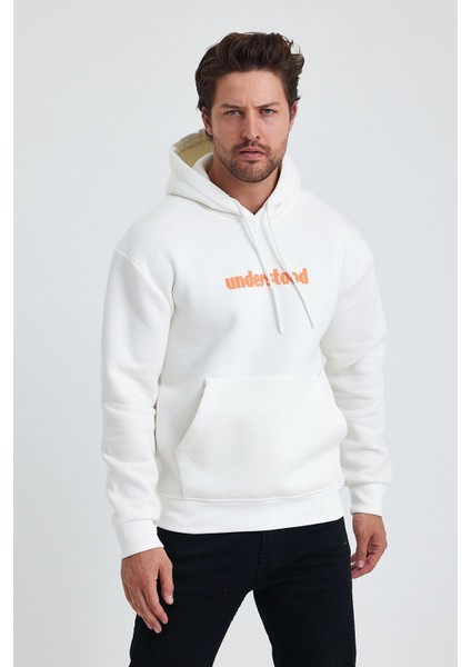 Erkek Standart Fit Normal Kesim Içi Polarlı 3 Iplik Kapüşonlu Pamuklu Sweatshirt