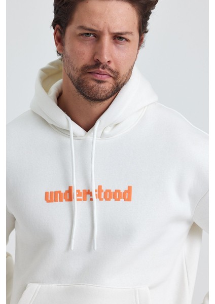 Erkek Standart Fit Normal Kesim Içi Polarlı 3 Iplik Kapüşonlu Pamuklu Sweatshirt