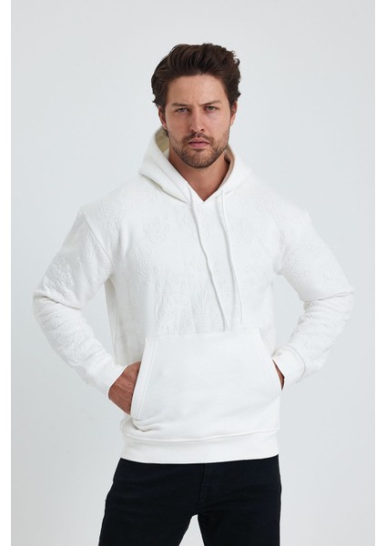 Erkek Selanik Standart Fit Normal Kesim Içi Polarlı 3 Iplik Kapüşonlu Pamuklu Sweatshirt