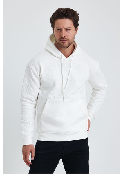 Erkek Selanik Standart Fit Normal Kesim Içi Polarlı 3 Iplik Kapüşonlu Pamuklu Sweatshirt