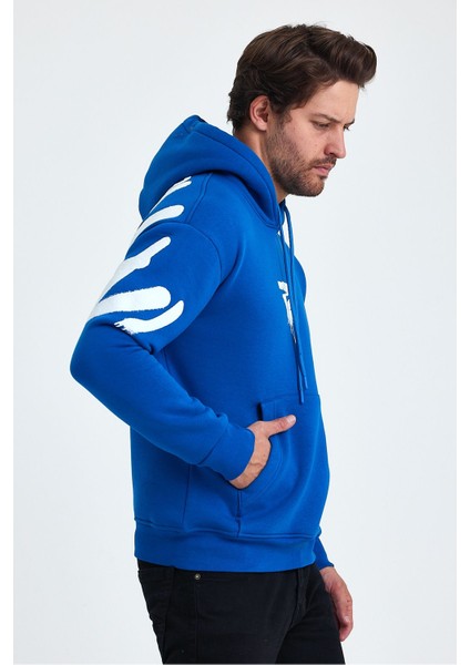 Erkek Standart Fit Normal Kesim Içi Polarlı 3 Iplik Kapüşonlu Pamuklu Sweatshirt