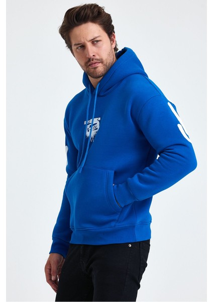 Erkek Standart Fit Normal Kesim Içi Polarlı 3 Iplik Kapüşonlu Pamuklu Sweatshirt