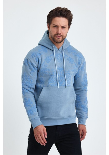 Erkek Selanik Standart Fit Normal Kesim Içi Polarlı 3 Iplik Kapüşonlu Pamuklu Sweatshirt