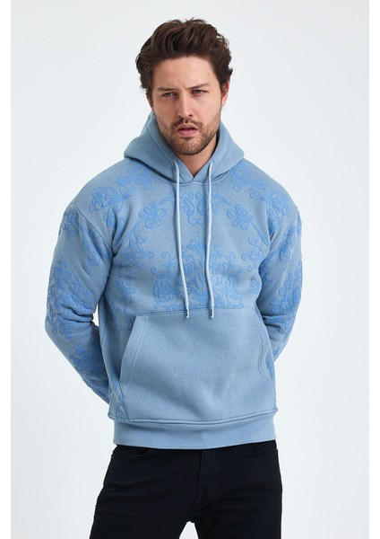 Erkek Selanik Standart Fit Normal Kesim Içi Polarlı 3 Iplik Kapüşonlu Pamuklu Sweatshirt