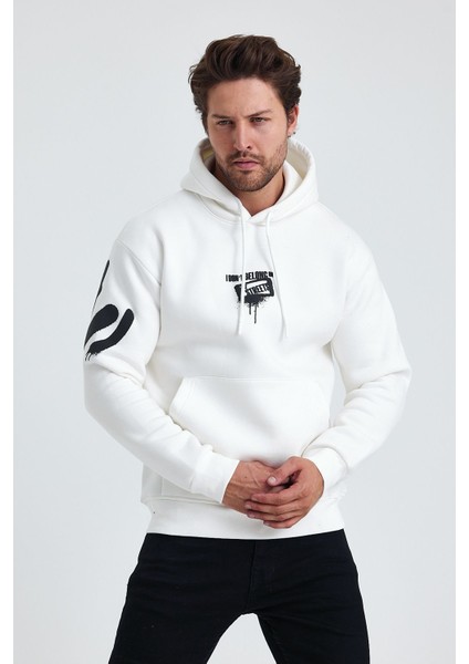 Erkek Standart Fit Normal Kesim Içi Polarlı 3 Iplik Kapüşonlu Pamuklu Sweatshirt