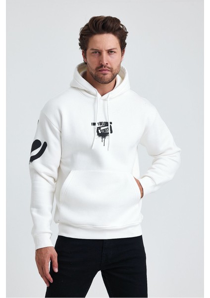 Erkek Standart Fit Normal Kesim Içi Polarlı 3 Iplik Kapüşonlu Pamuklu Sweatshirt