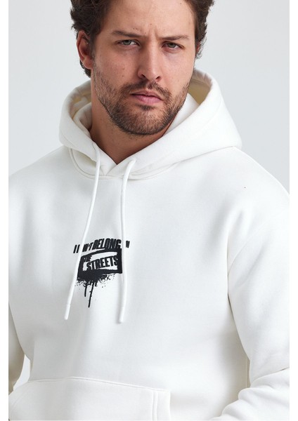 Erkek Standart Fit Normal Kesim Içi Polarlı 3 Iplik Kapüşonlu Pamuklu Sweatshirt