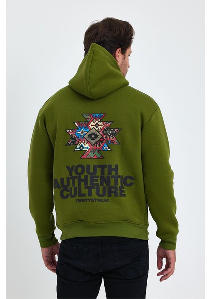 Erkek Ön ve Arka Baskılı 3 Iplik Şardonlu Kapüşonlu Sweatshirt indirimleri