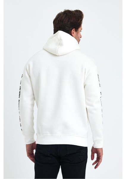 Erkek Yazı Baskılı Regular 3 Iplik Şardonlu Kapüşonlu Sweatshirt indirimleri