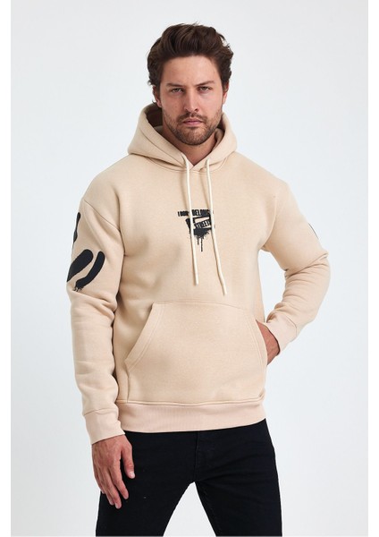 Erkek Standart Fit Normal Kesim Içi Polarlı 3 Iplik Kapüşonlu Pamuklu Sweatshirt