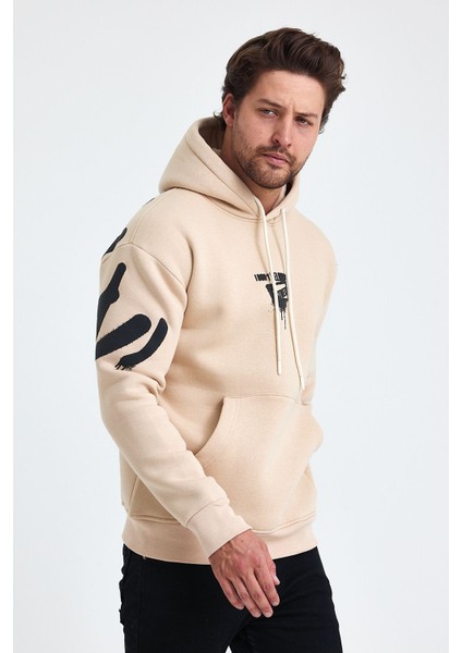 Erkek Standart Fit Normal Kesim Içi Polarlı 3 Iplik Kapüşonlu Pamuklu Sweatshirt