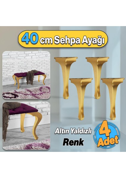 Lukens Plastik Sehpa Ayağı 40 cm Altın Yaldız Renk Mobilya Zigon Çay Orta Sehpası Ayak 4 Adet