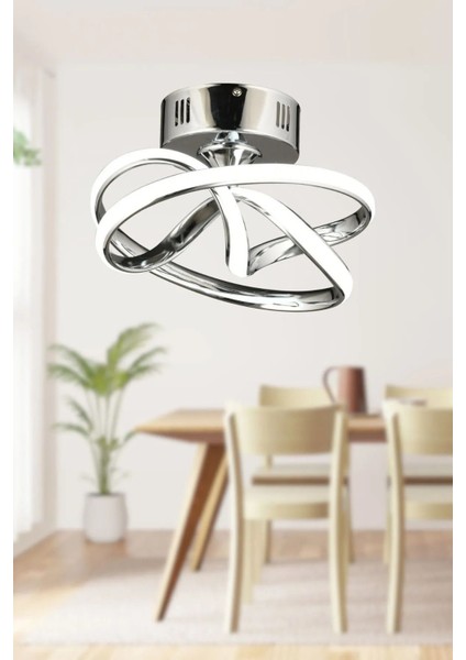 Krom Renk Metal Salon ve Yatak Odası Aydınlatma, 25x35 Boyut, 1 Başlık