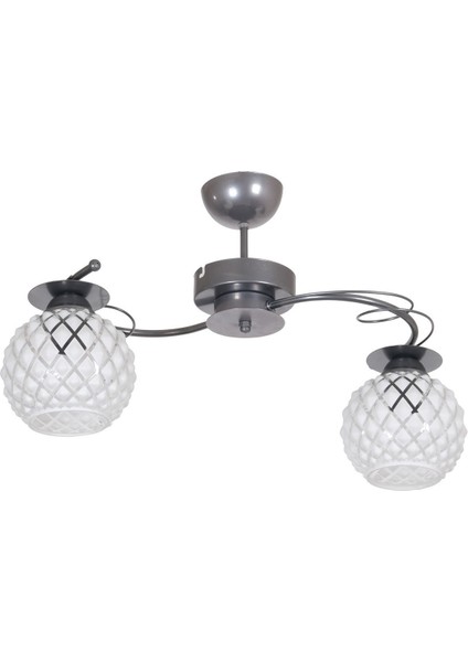 Modern gri cam avize, şık ve zarif tasarım, 2'li set, 48x33 cm