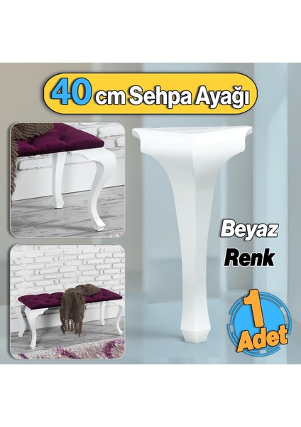 Lukens Plastik Sehpa Ayağı 40 cm Beyaz Renk Mobilya Zigon Çay Orta Sehpası Ayak 1 Adet