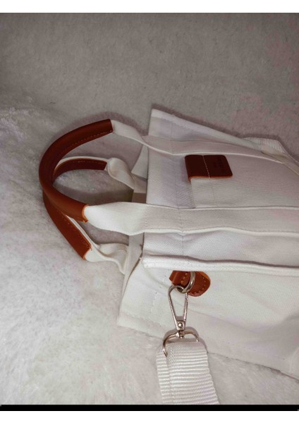 Beyaz Kanvas Kumaş Mini Totebag El ve Omuz Çantası modelleri