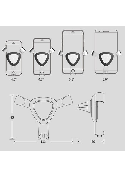 Z01 Evrensel Dönebilen Yerçekimi Üçgen Metal Araba Hava Çıkışı Telefon Tutucu Braketi - Altın (Yurt Dışından) indirimleri