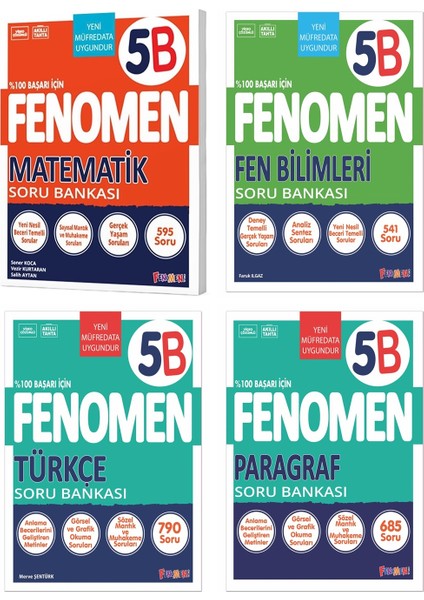 2025 5. Sınıf Matematik - Türkçe - Fen Bilimleri - Paragraf B Serisi Soru Bankası 4 Kitap