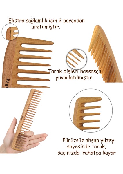 Kayın Ağacı Kaliteli Ahşap Tarak ,Model 2