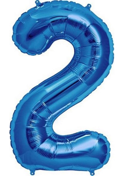 - 16 Inç 2 Rakamı Folyo Balon Mavi 40 cm 13
