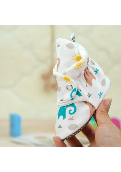 Organik Pamuk Bebek Pandufu, Kaydırmaz Taban, Yenidoğan Patiği, Ev Kreş Ayakkabısı, Filler fırsatları