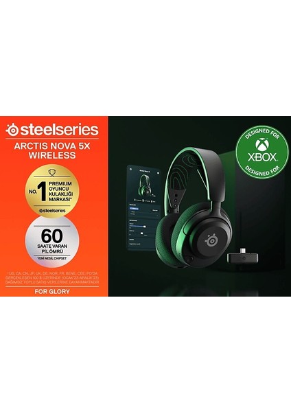 Steelseries Arctis Nova 5x Wireless ve Bluetooth Xbox ve Pc Kablosuz Oyuncu Kulaklığı - Siyah