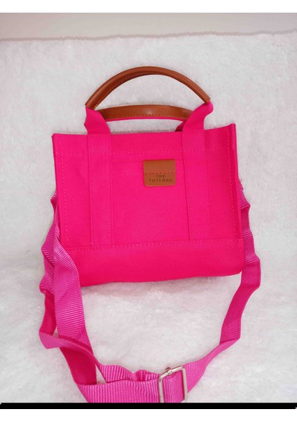 Pembe Kanvas Kumaş Mini Totebag El ve Omuz Çantası fiyatları
